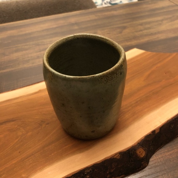 Rustic Green and Brown Ceramic Vase - Picture 1 of 7